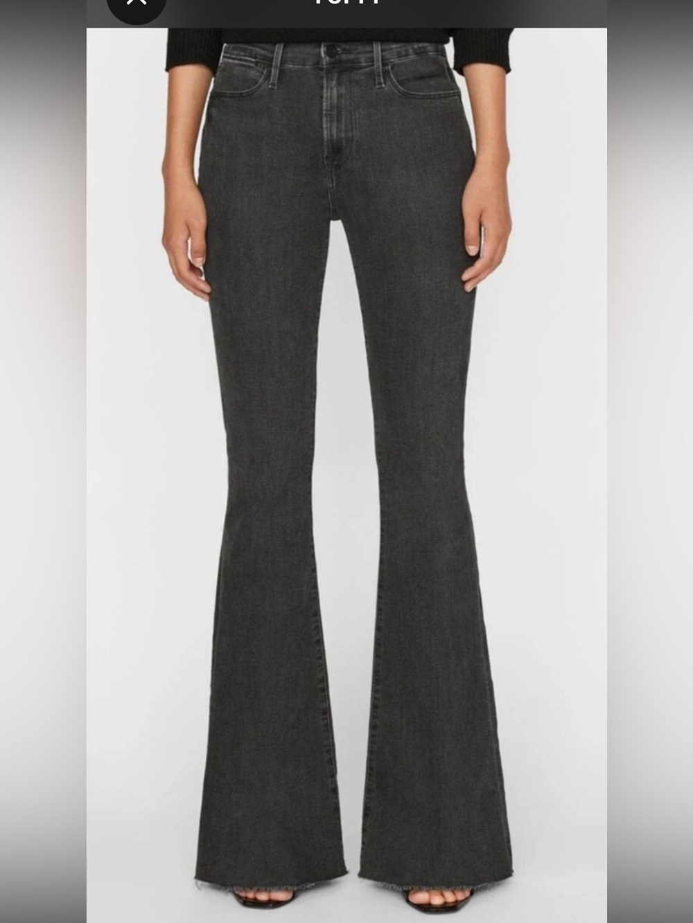 frame denim le high flare black / gray faded jeans High Rise Women 32